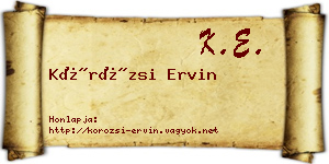 Körözsi Ervin névjegykártya
