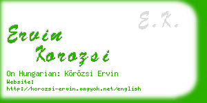 ervin korozsi business card